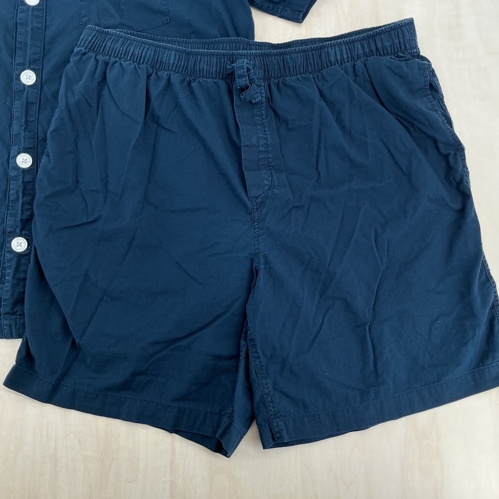Lands End Pajama Set Mens L Navy Blue Cotton Short Sleeve Shorts Lounge Classic - Picture 6 of 12